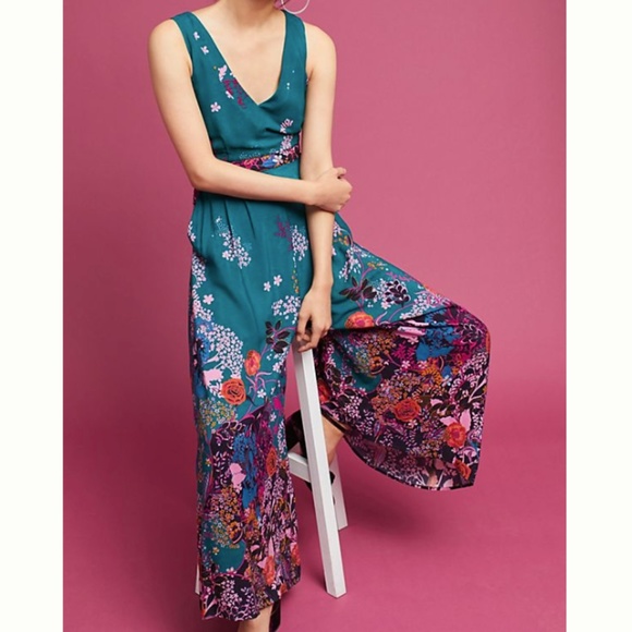 teal floral jumpsuit